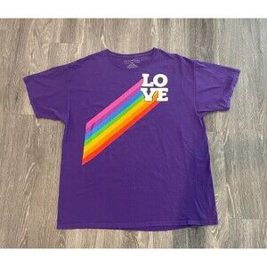 FIFTH SUN LOVE RAINBOW GRAPHIC T-SHIRT [LARGE] QUEER PRIDE STRAIGHT OR BI